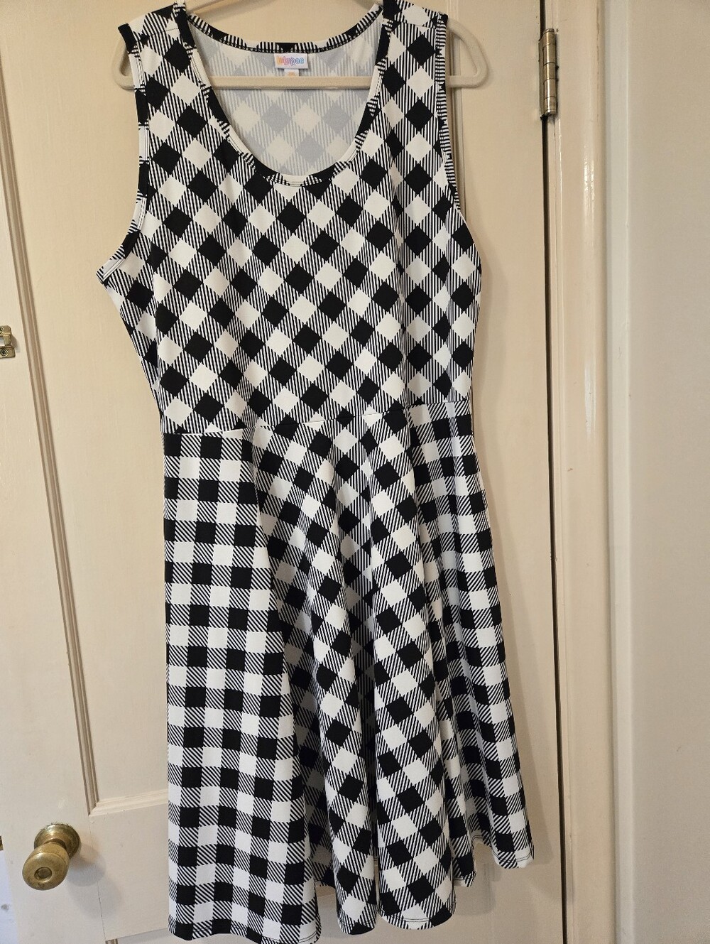 Lularoe Nicki 3x Black & White Check Fit-and-Flare Dress